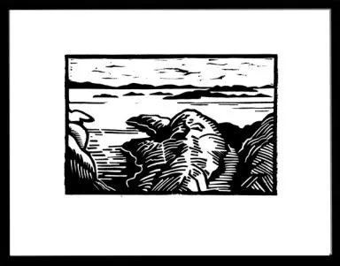 utsikt fra land mot holmer og skjær