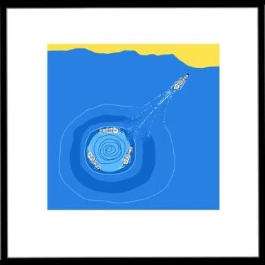 Fire sebraer svømmer i sirkel men en bryter ut