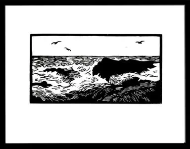 sjøen bryter mot land