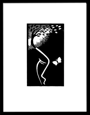 et hode med øye som en sommerfugl og et høst tre som mister bladene